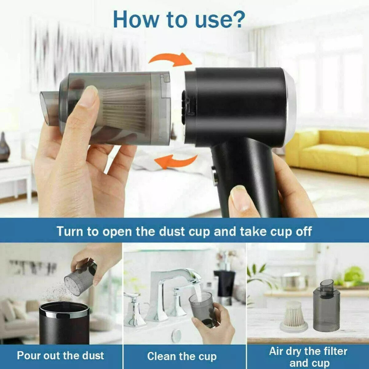 Powerful Mini USB Vacuum Cleaner – Portable, Rechargeable & Perfect for Home, Office, and Car!