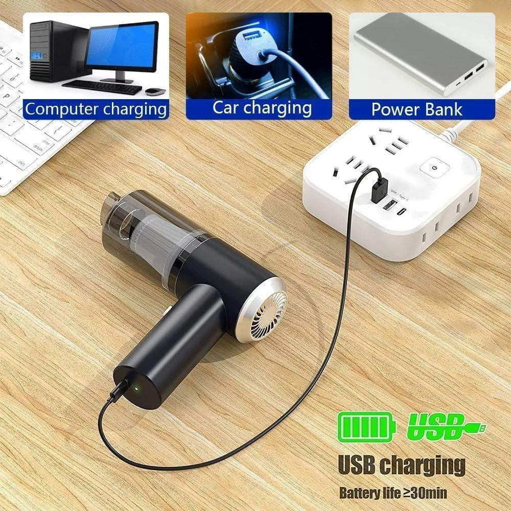 Powerful Mini USB Vacuum Cleaner – Portable, Rechargeable & Perfect for Home, Office, and Car!